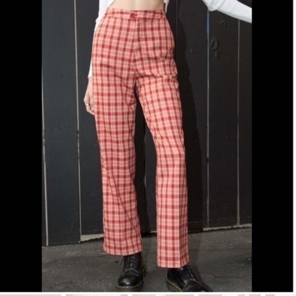 BRANDY MELVILLE PLAID ORANGE PANTS
